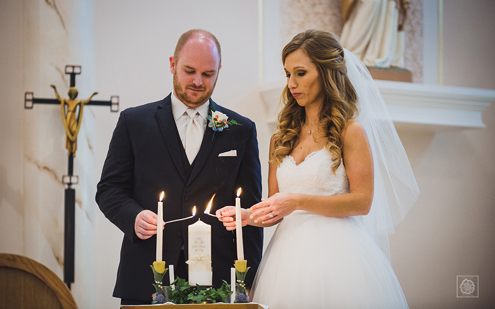 Lighting the Unity Candle at a Wedding in St. Louis