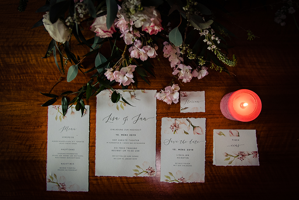 Cherry Blossom Wedding Decor and wedding invitations by DC Wedding Photographers of Potok's World Photography