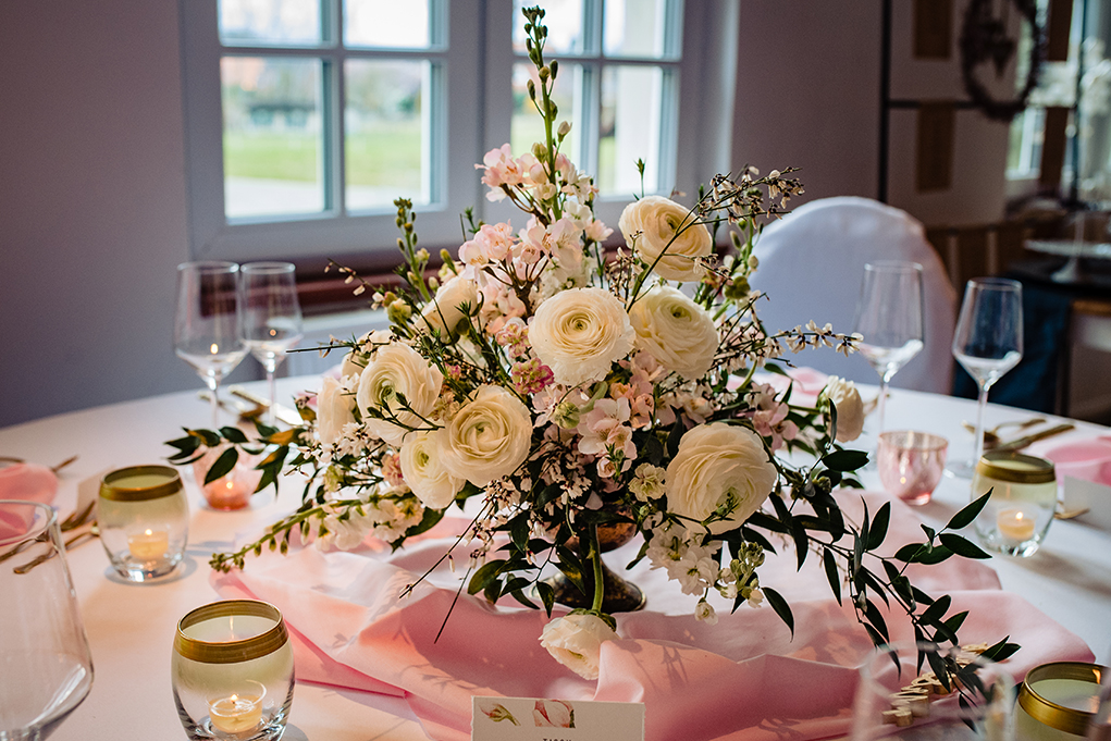 Cherry Blossom Wedding Decor and wedding flower arrangement by DC Wedding Photographers of Potok's World Photography
