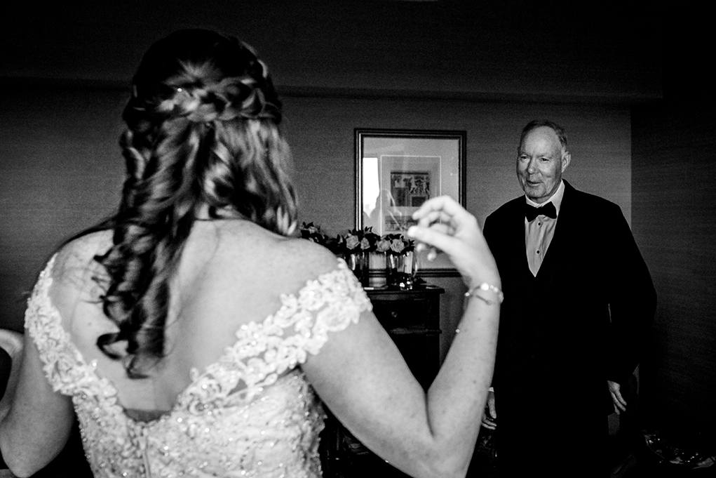 Bride's first look with dad at Omni Shoreham DC wedding by DC wedding photographers Potok's World Photography