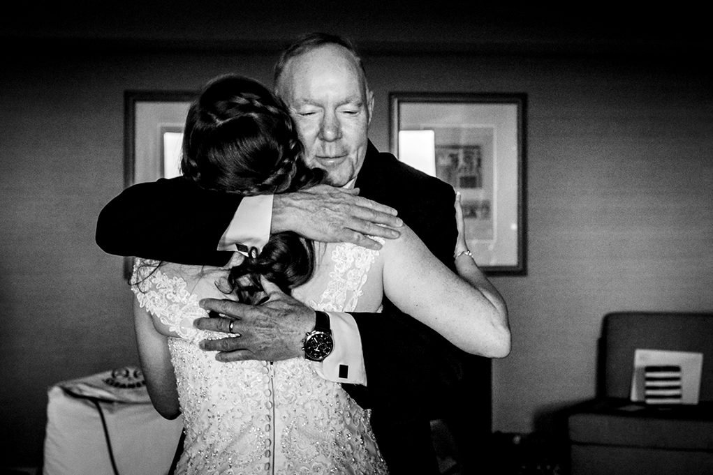 Bride's emotional first look with dad at Omni Shoreham DC wedding by DC wedding photographers Potok's World Photography