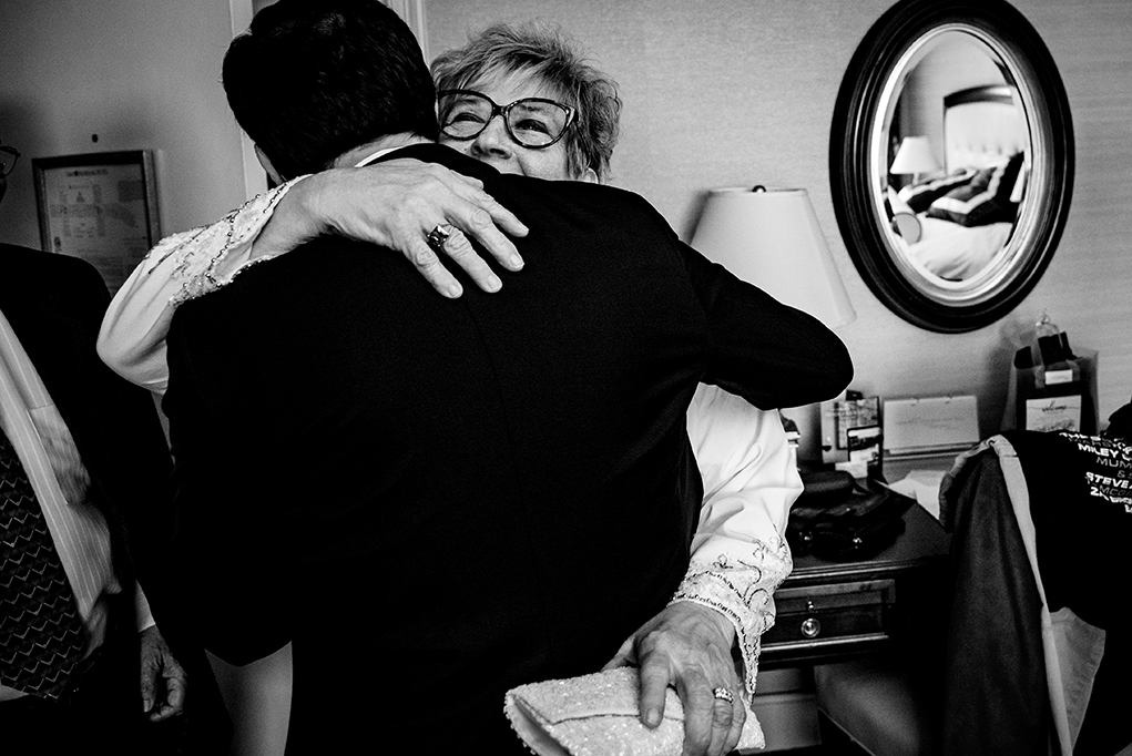Groom hugs grandma at Omni Shoreham DC wedding by DC wedding photographers Potok's World Photography