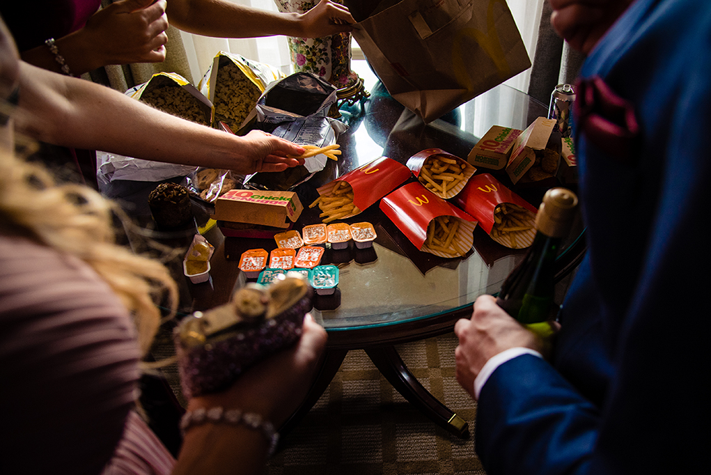 Snack from McDonalds at the bridal suite at the Omni Shoreham DC wedding by DC wedding photographers Potok's World Photography