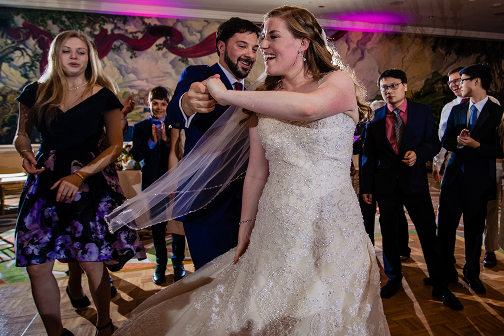 Bride and groom dancing at the reception of the Omni Shoreham DC wedding by DC wedding photographers Potok's World Photography