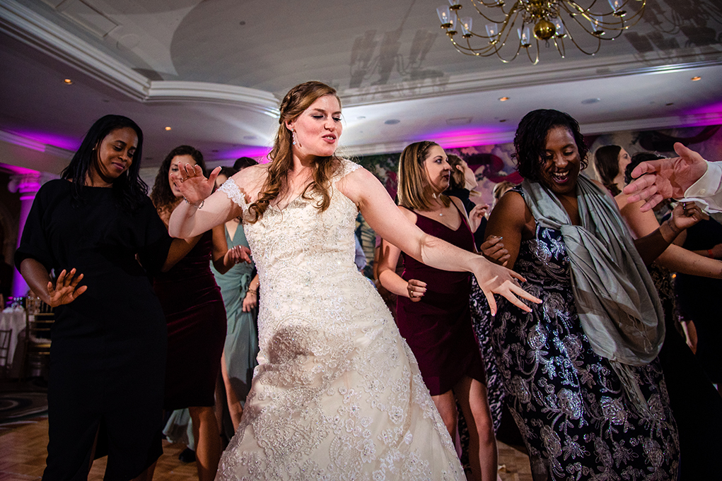 Bride and guests dancing during wedding reception at the Omni Shoreham DC wedding by DC wedding photographers Potok's World Photography