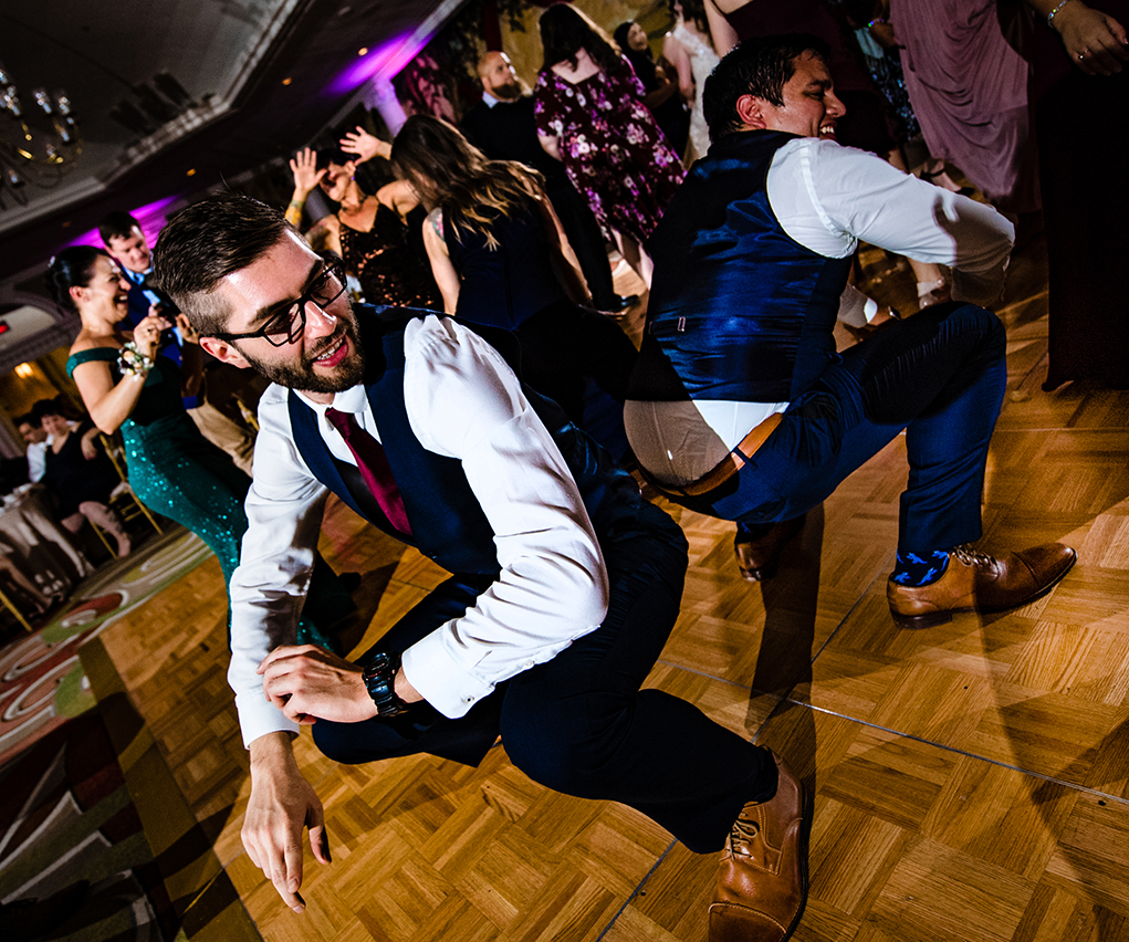Dancing groomsmen at wedding reception at the Omni Shoreham DC wedding by DC wedding photographers Potok's World Photography