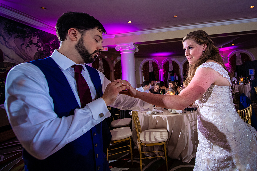 Bride and groom dancing at reception at Omni Shoreham DC wedding by DC wedding photographers Potok's World Photography