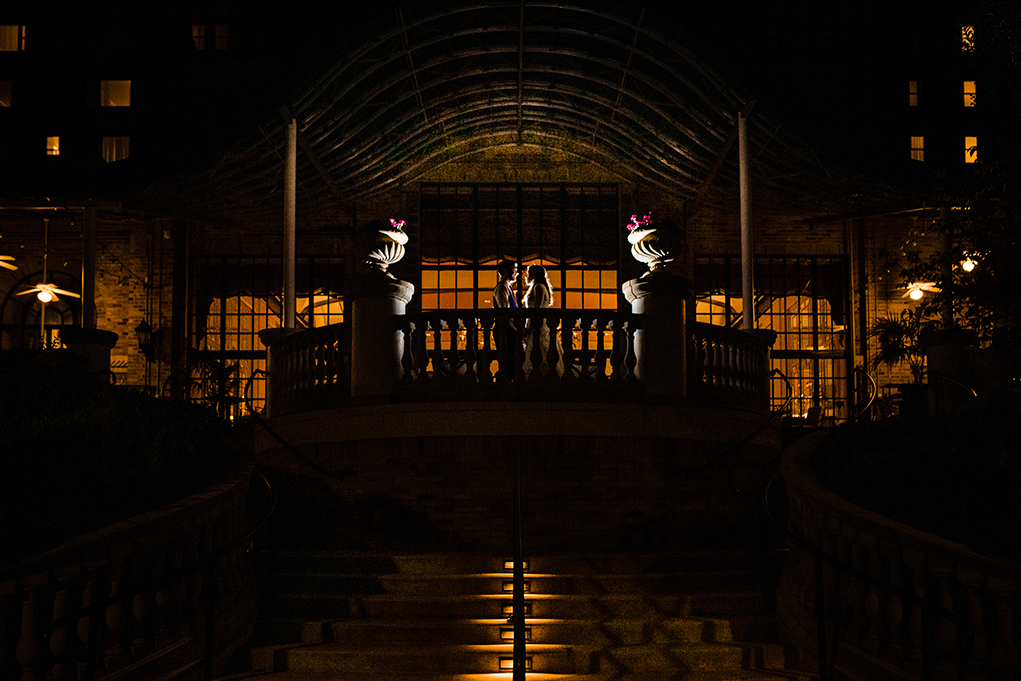 Night portraits of the bride and groom at the Omni Shoreham DC wedding by DC wedding photographers Potok's World Photography