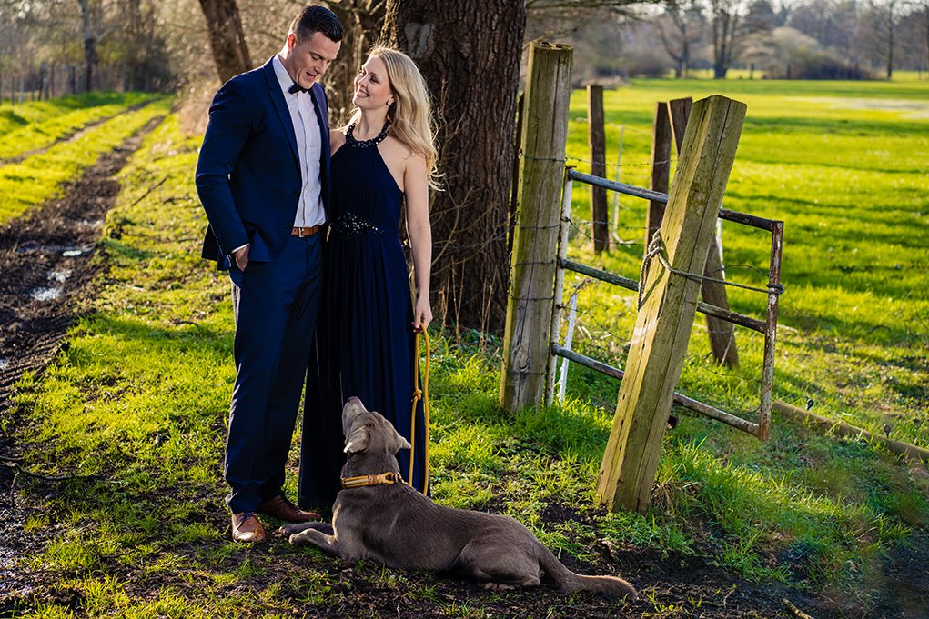 Spring outdoor engagement photos with dogs by DC wedding photographers Potok's World Photography