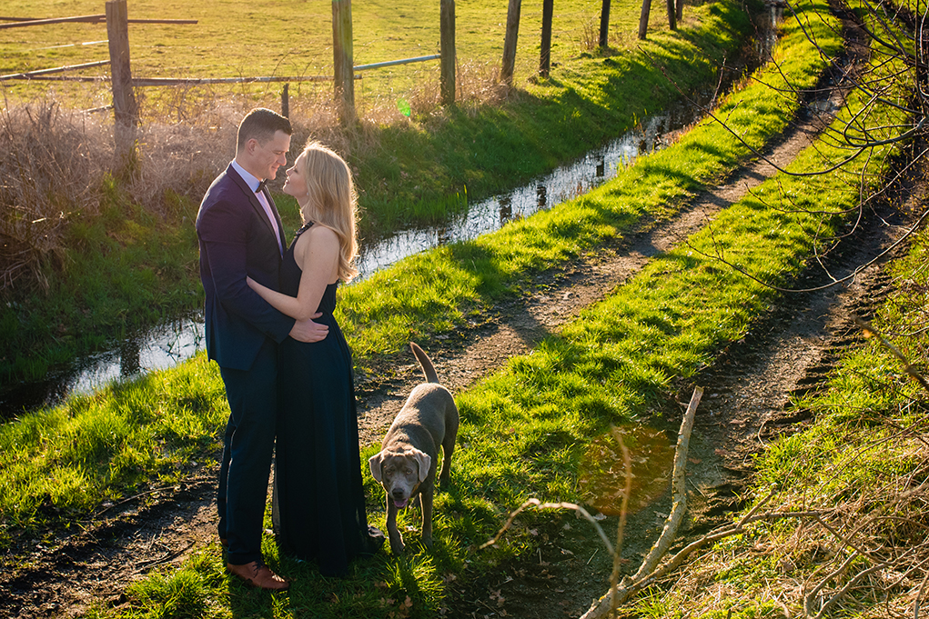 Spring outdoor engagement photos with dogs by DC wedding photographers Potok's World Photography