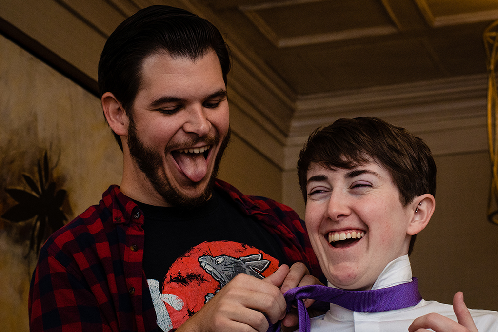 LGBTQ Bride getting ready at the City Club of Washington by Anji and Pete Martin, DC wedding photographers Potok's World Photography