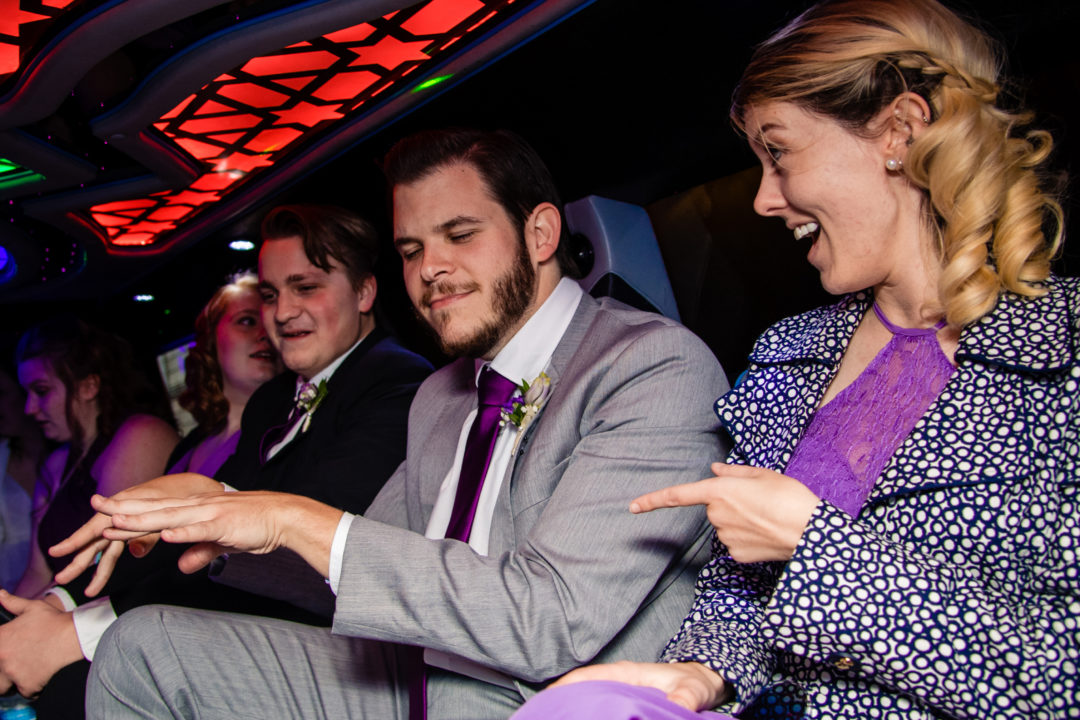 Limo down with bridal party to the City Club of Washington by DC wedding photographers Potok's World Photography