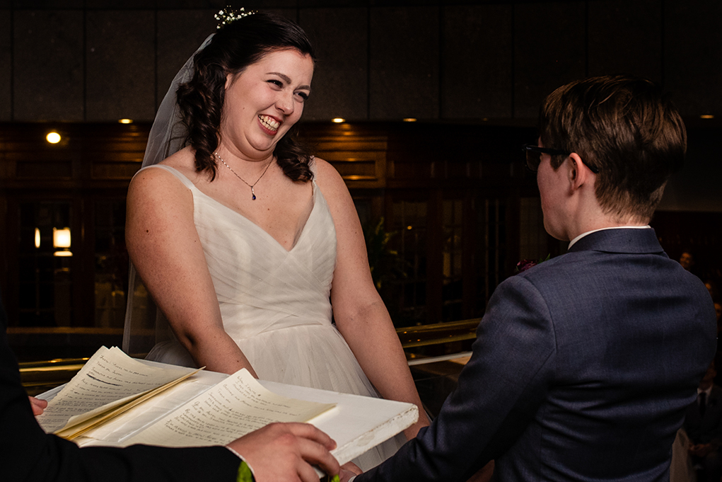 Two brides saying I do at the City Club of Washington by DC wedding photographers Potok's World Photography