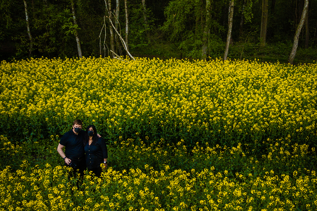 DC wedding photographers of Potok's World Photography take self portraits wearing protective masks during COVID-19