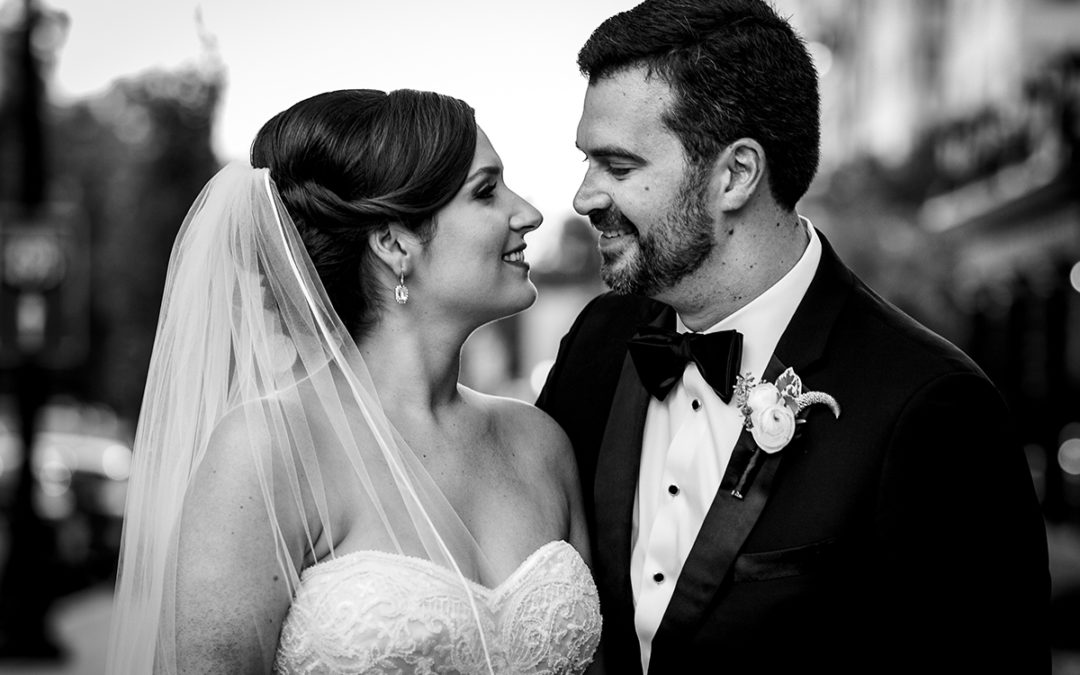 Weddings during coronavirus of bride and groom in front of the St. Regis in Washington DC by Potok's World Photography