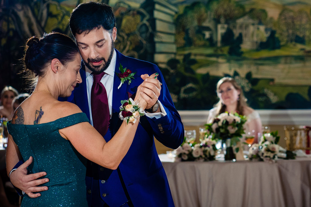 Mother son dance at a wedding reception at the Omni Shoreham Hotel which is one of the best 10 wedding venues in Washington DC by Potok's World Photography