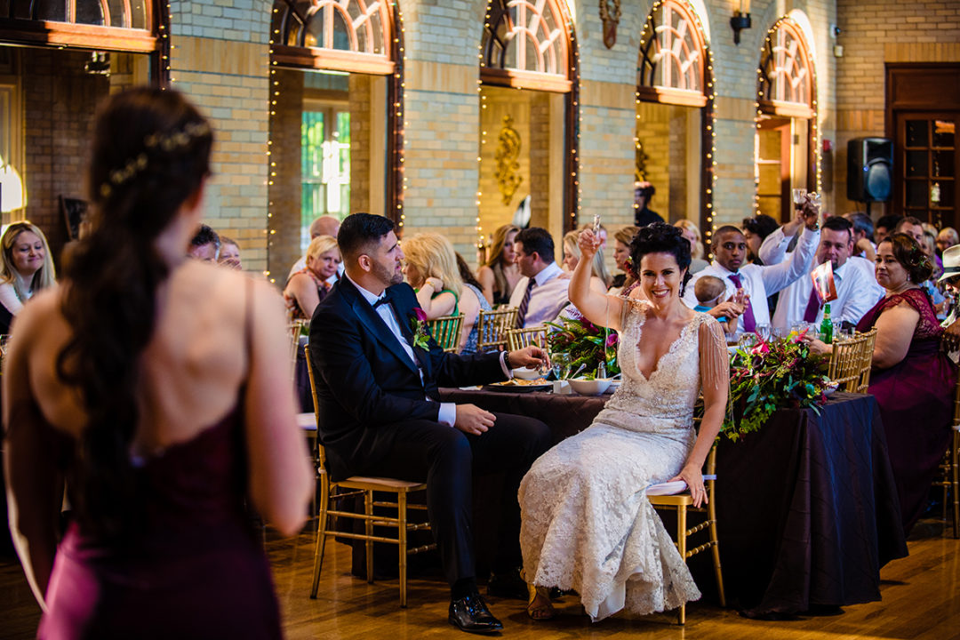 Wedding reception and toasts at St. Francis Hall, one of the 10 best wedding venues in Washington DC by Potok's World Photography