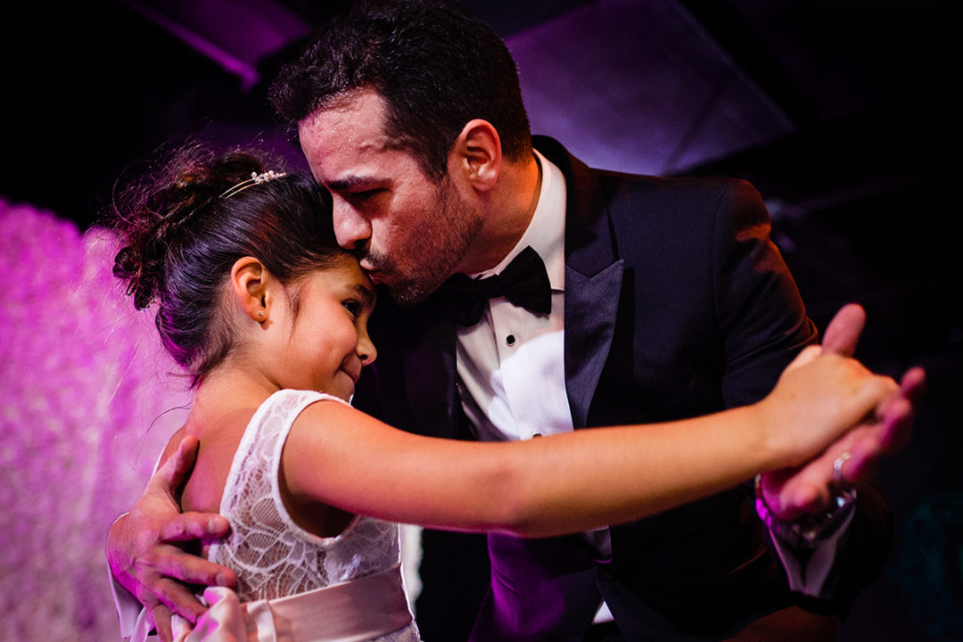 Wedding day timeline: Father daughter moment at L2 Lounge in Georgetown by DC wedding photographer Potok's World Photography