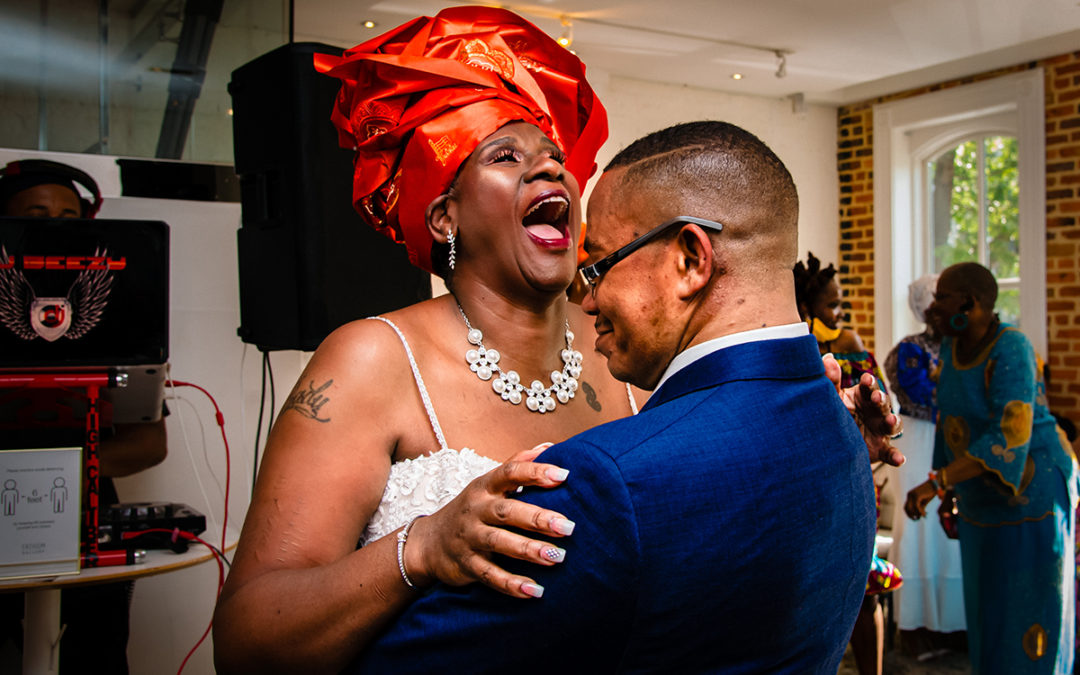 First dance at wedding reception during Fathom Gallery micro wedding by DC wedding photographers of Potok's World Photography