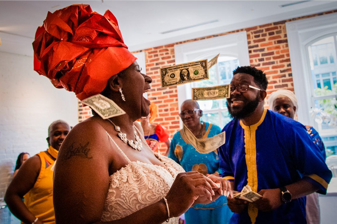 Money spray at Fathom Creative by DC wedding photographers of Potok's World Photography
