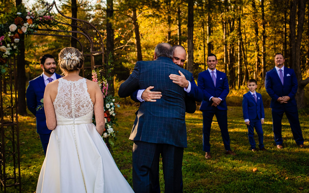 Fall outdoor wedding ceremony at Vanish Brewery in Virginia by DC wedding photographers of Potok's World Photography