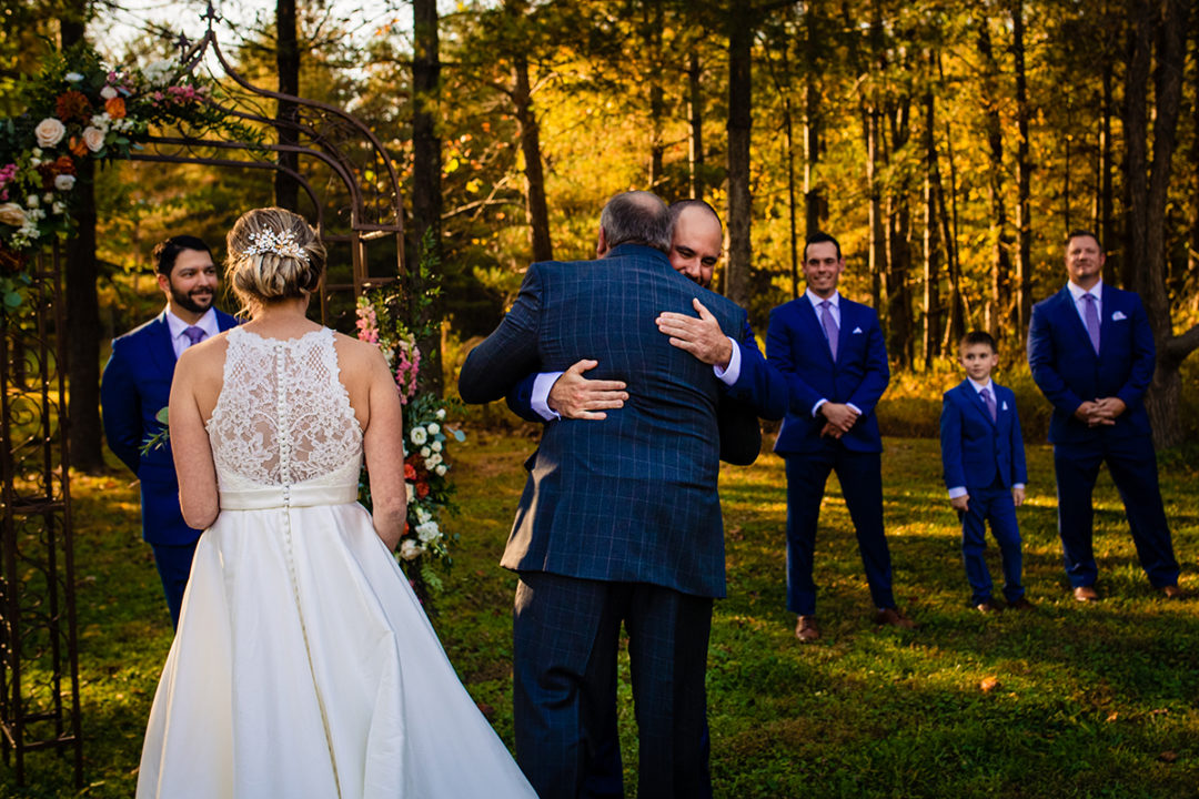 Fall outdoor wedding ceremony at Vanish Brewery in Virginia by DC wedding photographers of Potok's World Photography