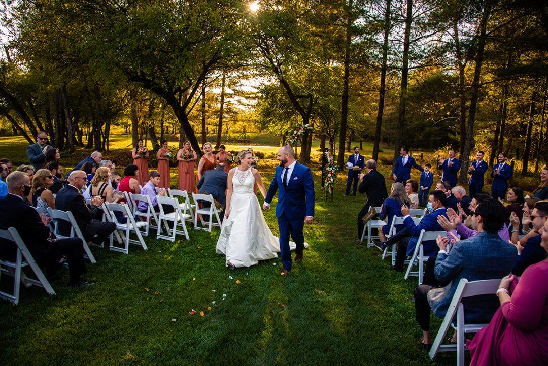 Fall outdoor wedding ceremony at Vanish Brewery in Virginia by DC wedding photographers of Potok's World Photography