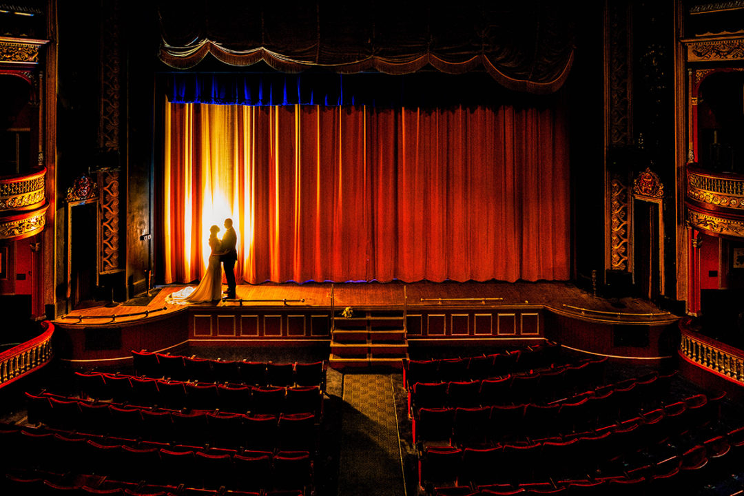 Bride and groom portrait at the Sorg Opera House in Dayton Ohio by DC wedding photographers Potok's World Photography