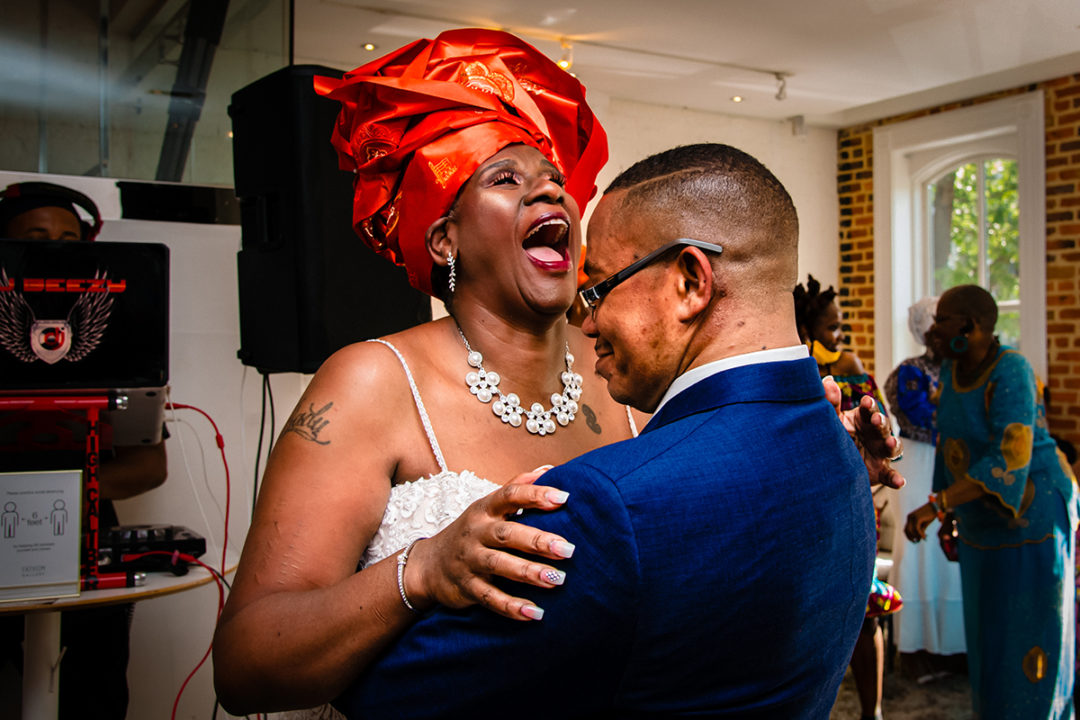 First dance photo at Fathom Gallery mini wedding by DC wedding photographer Potok's World Photography