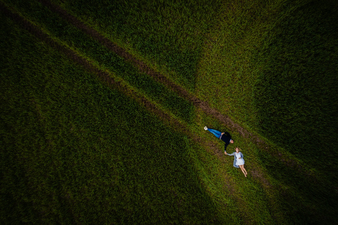 Drone engagement session in the spring by DC wedding photography of Potok's World Photography