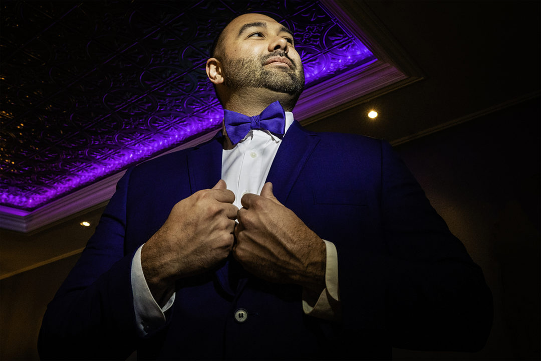 Creative groom portrait at the Windamere in Ohio by DC wedding photographers of Potok's World Photography