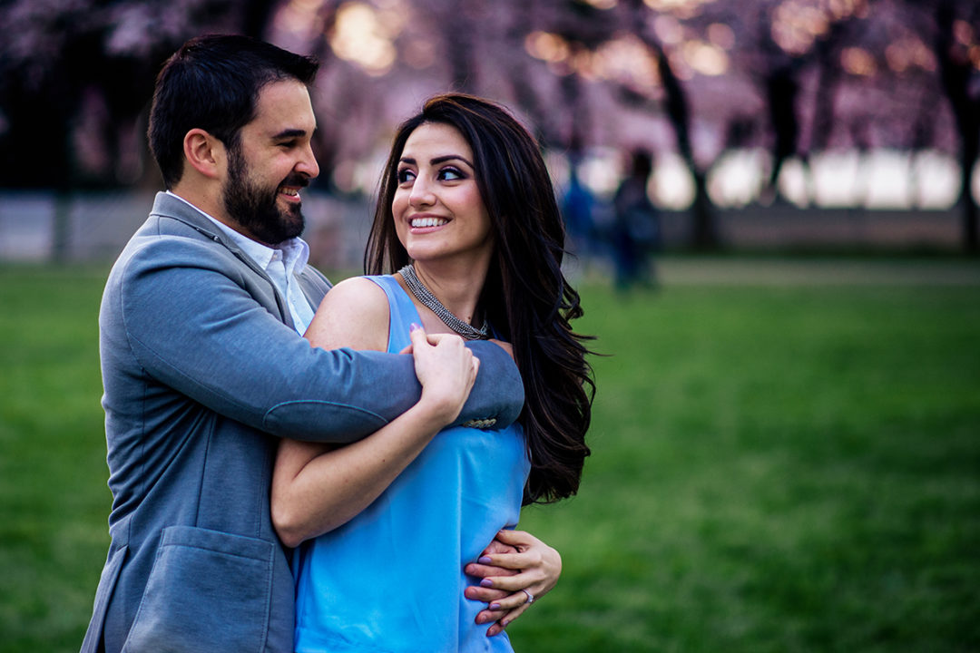 Cherry blossom engagement session at the DC Tidal Basin by Potok's World Photography