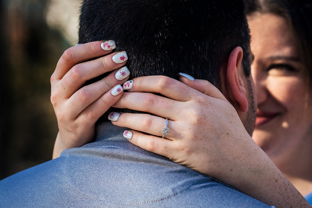 Cherry blossom engagement photos at Green Spring Gardens in Virginia by DC wedding photographers of Potok's World Photography