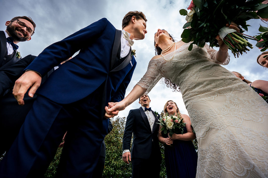 Bride, groom and wedding party fun portraits at Salamander Resort in Middleburg, Virginia by DC wedding photographers of Potok's World Photography