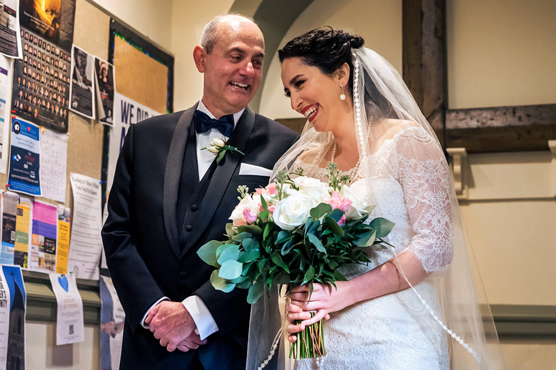 Moment between father and bride before church ceremony in DC by Potok's World Photography