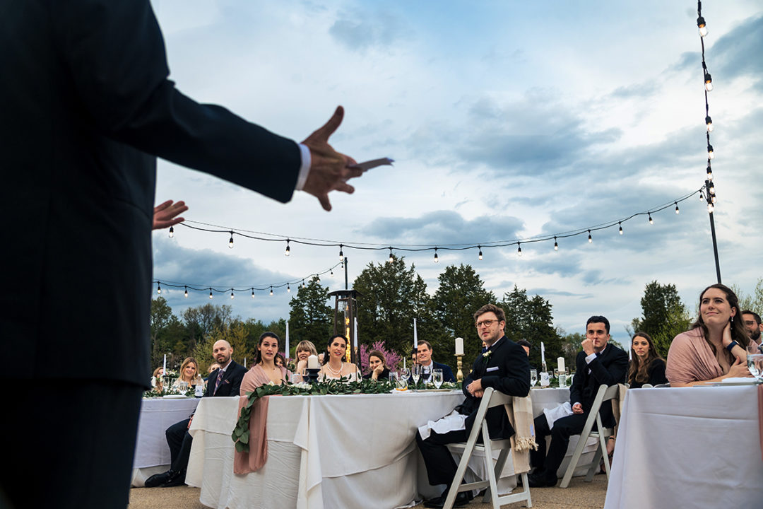 Speeches at Salamander Resort in Middleburg Virginia wedding reception by DC wedding photographers of Potok's World Photography