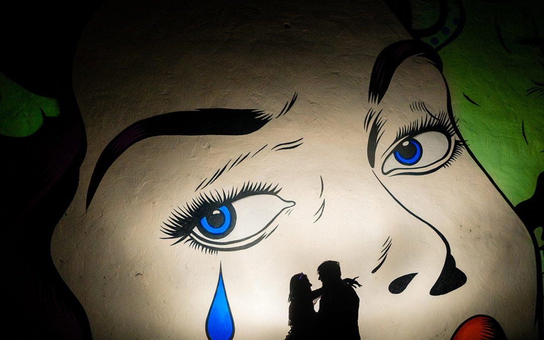 Creative night portrait at the Dominion Energy Center Carpenter Theatre Richmond VA by DC wedding photographers of Potok's World Photography