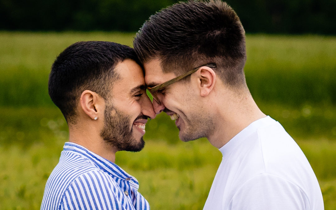 Same sex summer engagement session in a lush green field in northern Germany by Potok's World Photography