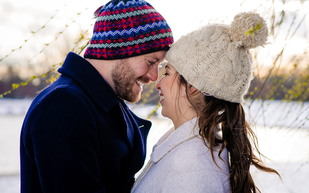 Snow portraits of bride and groom in Grant Circle in Washington DC by Potok's World Photography