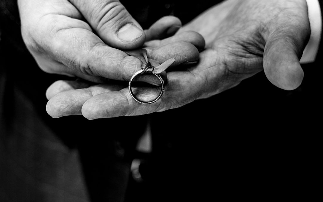 Old Town Alexandria Virginia wedding ceremony with best man holding the wedding ring by DC wedding photographer of Potok's World Photography