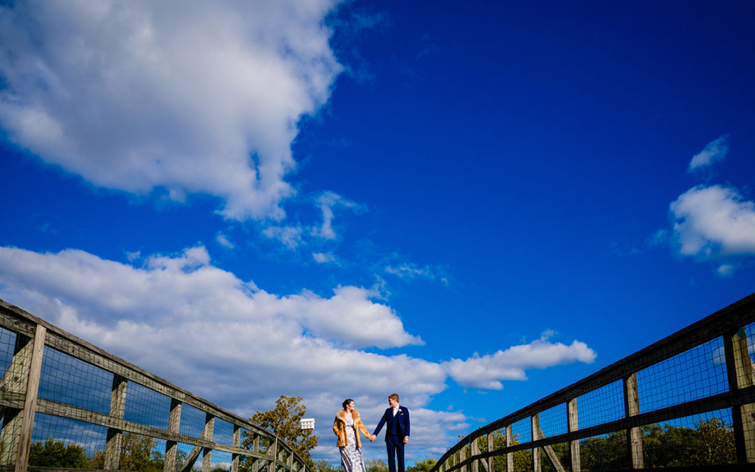 Kingman and Heritage Island post pop-up outdoor wedding ceremony bride and groom portraits with their dog by DC wedding photographers of Potok's World Photography