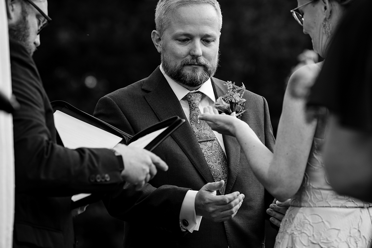 Fall outdoor wedding ceremony at the Ward Museum of Wildfowl Art in Maryland by DC wedding photographers of Potok's World Photography