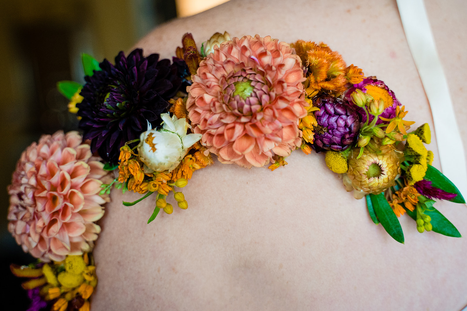 Floral details of bride getting ready with her bridal party at Hotel Monaco in Washington DC before her wedding ceremony by Potok's World Photography