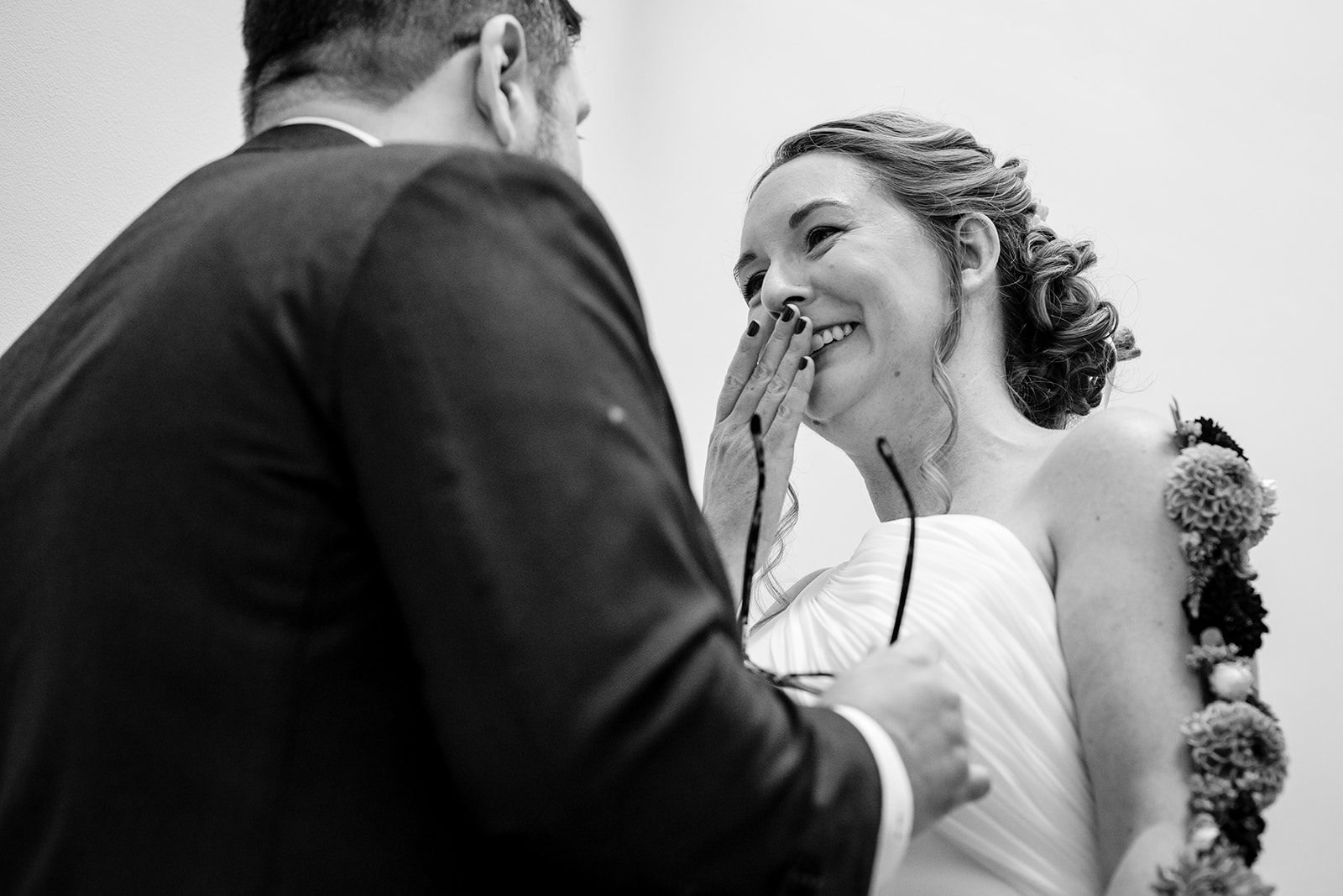 First look on the Kimpton Hotel Monaco DC spiral staircase by DC wedding photographers of Potok's World Photography