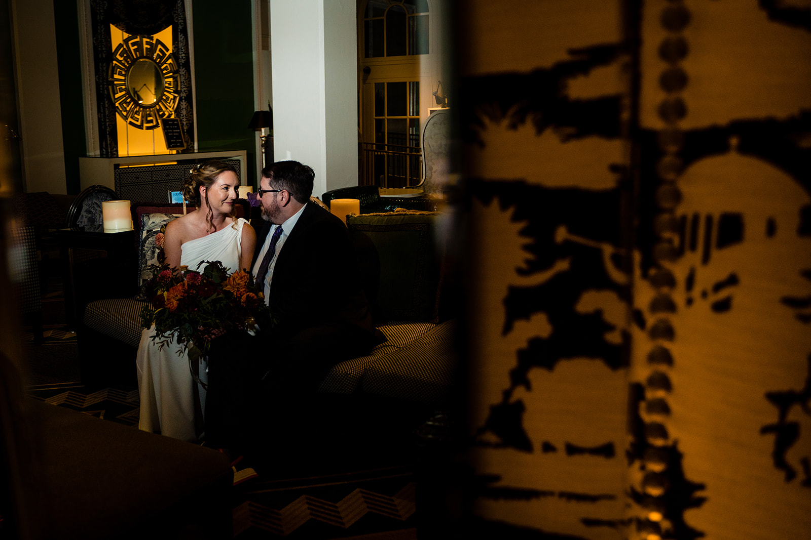 Bride and groom couple's portraits before the ceremony at the Kimpton Hotel Monaco in the Nation's Capital by DC wedding photographers of Potok's World Photography