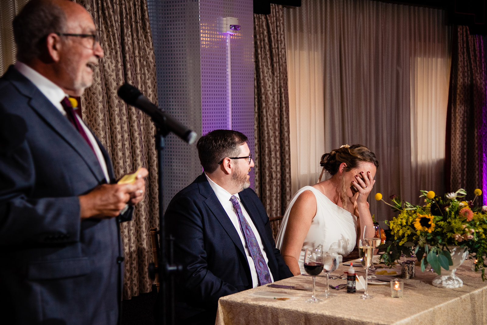 Toasts and Speeches at the wedding reception at Hotel Monaco in Washington DC by Potok's World Photography