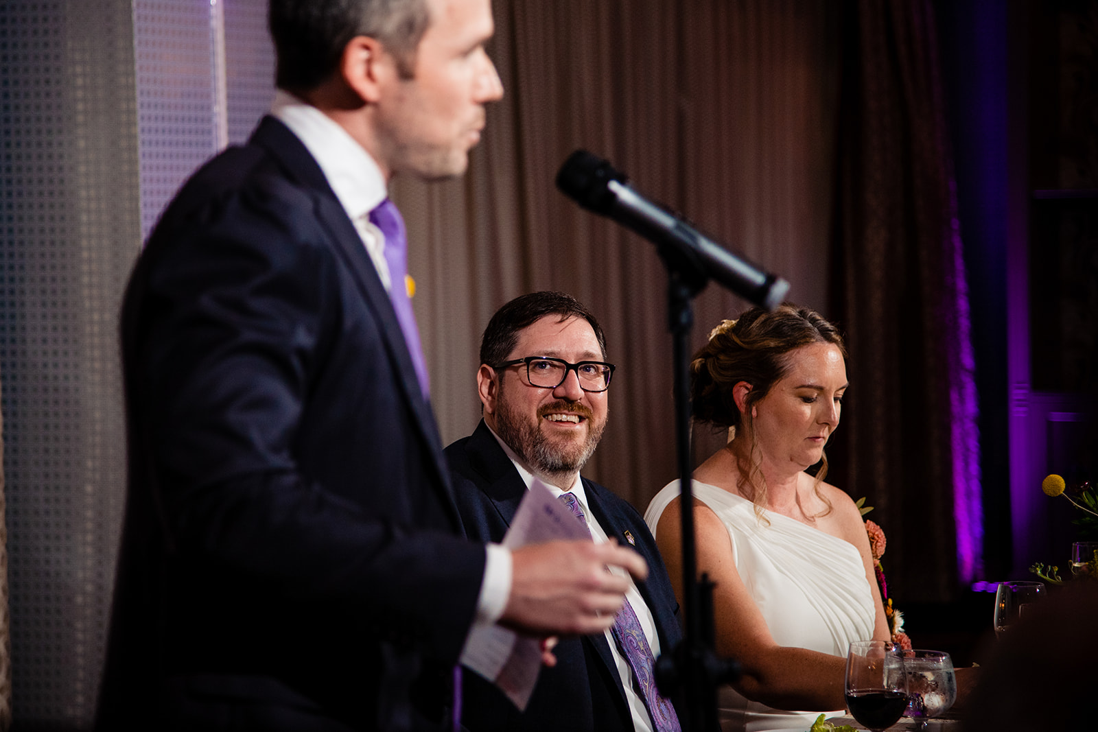 Toasts and Speeches at the wedding reception at Hotel Monaco in Washington DC by Potok's World Photography