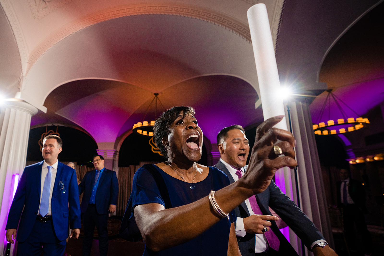 Fun wedding reception and dance floor moments at Kimpton Hotel Monaco in Washington DC by Potok's World Photography