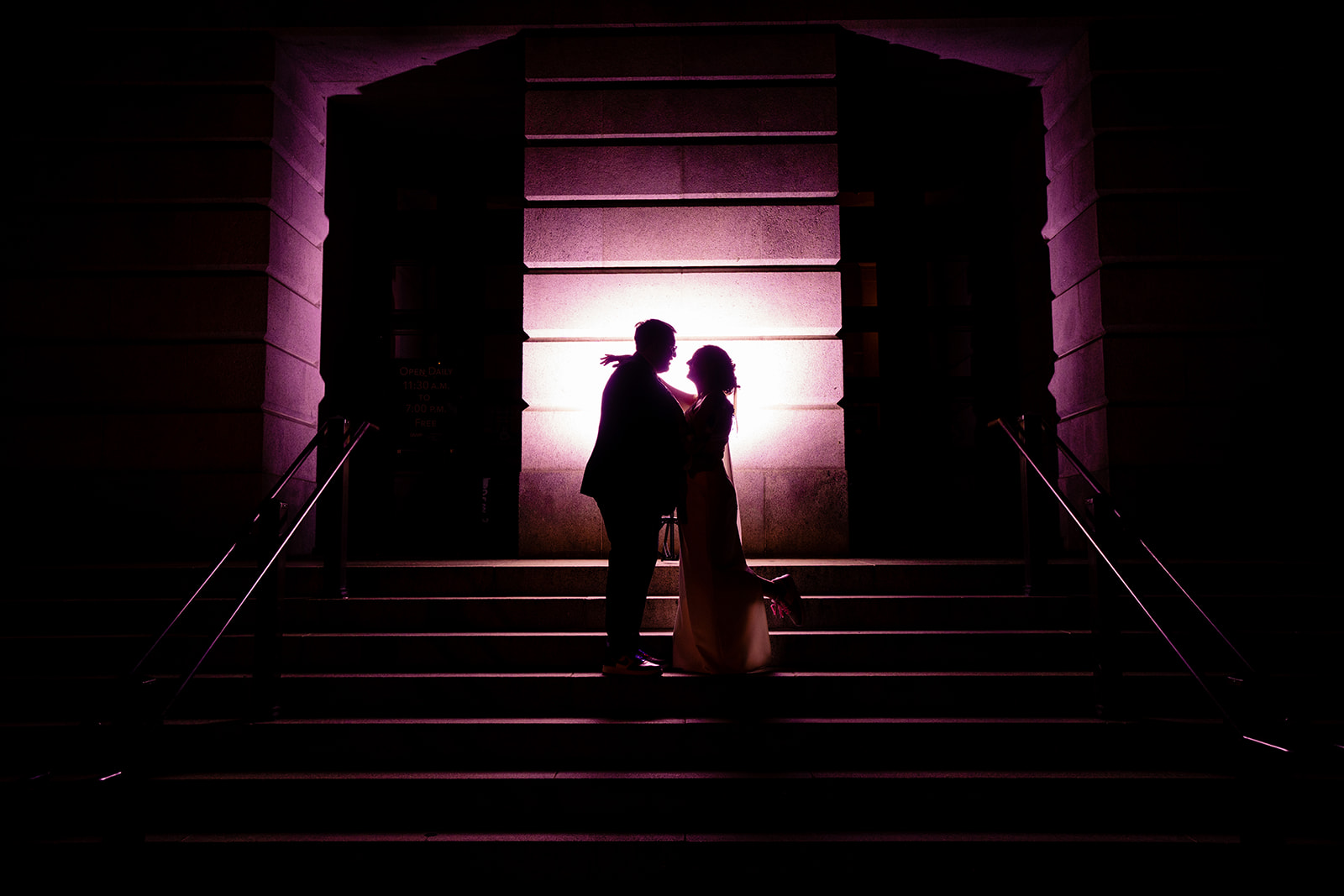 Night wedding portraits outside the Kimpton Hotel Monaco DC by Potok's World Photography