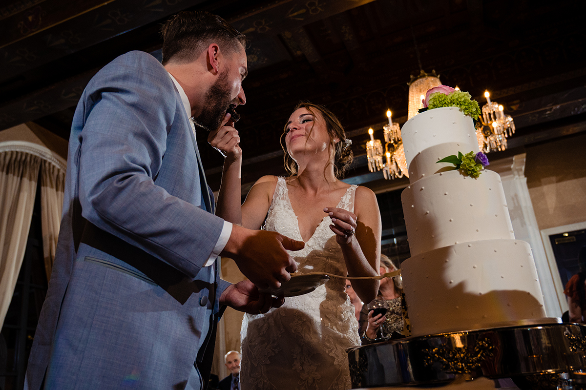 Cake cutting at a wedding reception at the St. Regis in DC by Potok's World Photography